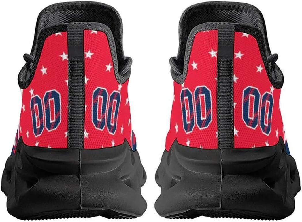 Custom Baseball Sneakers City Sports Slip-on Shoes Personalized Name Number, Gifts for Baseball Fans Men Women