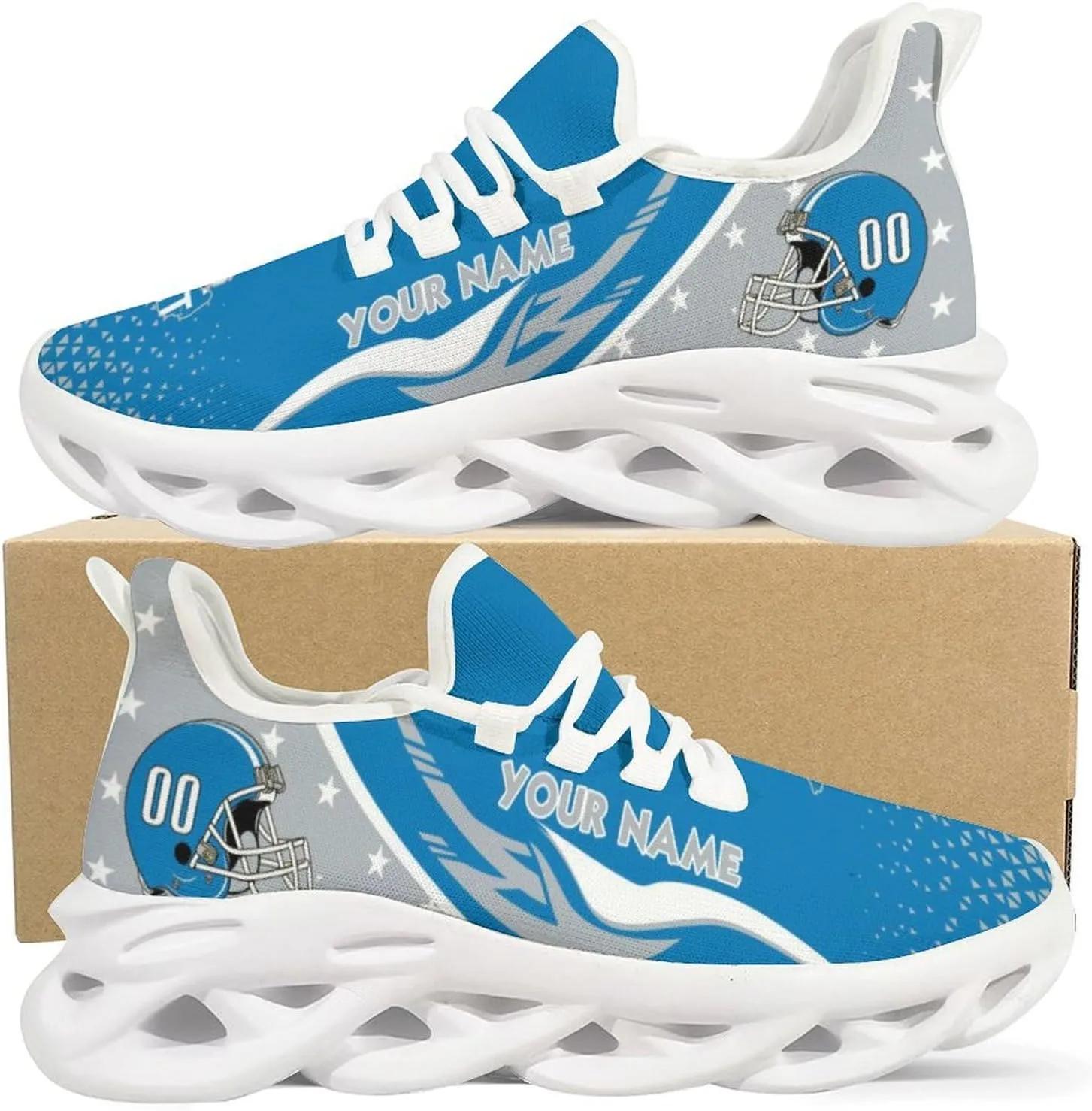 Custom Football Sneakers City Sports Slip-on Shoes Personalized Name Number, Gifts for Football Fans Men Women