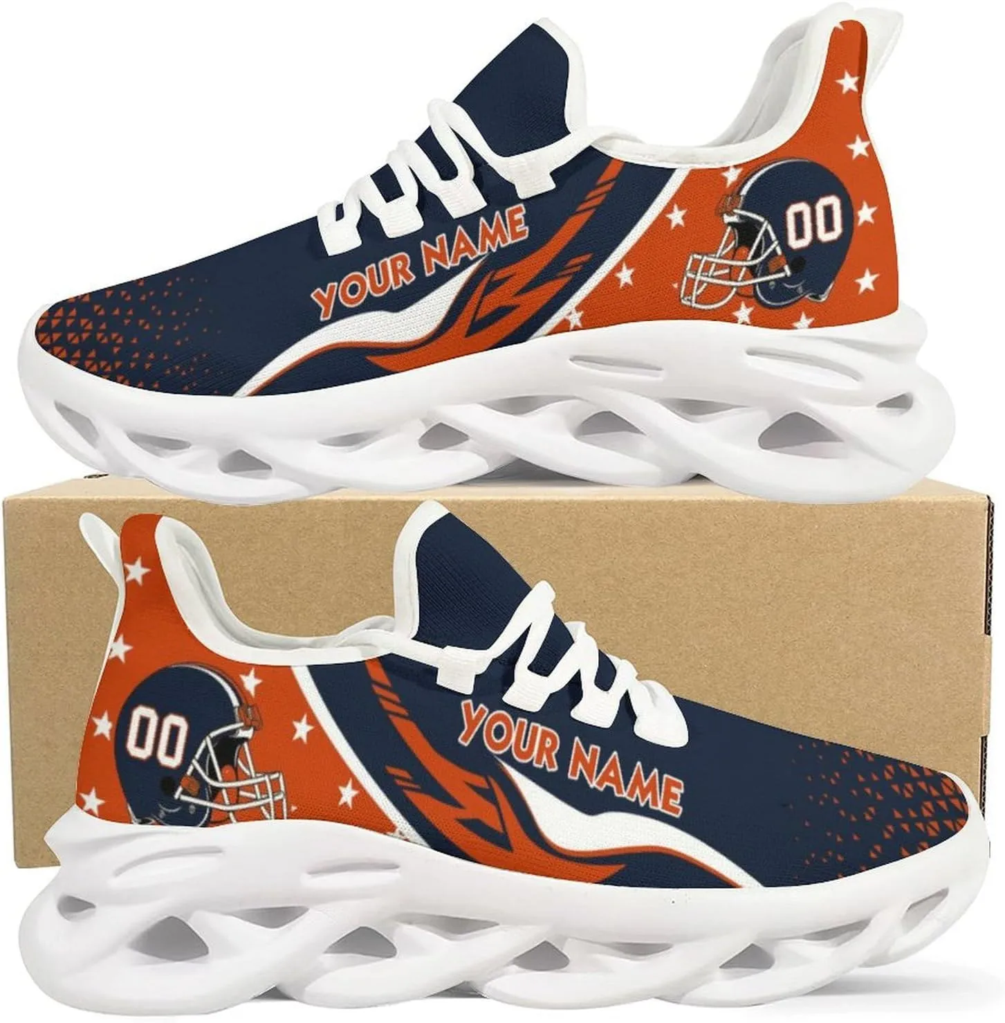 Custom Football Sneakers City Sports Slip-on Shoes Personalized Name Number, Gifts for Football Fans Men Women