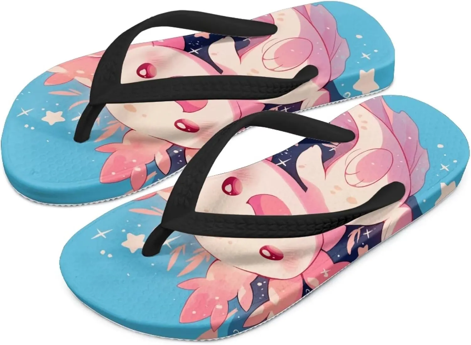 Cute Axolotl Kids Sandals Flip Flops Girls Shower House Slippers Soft Cushion Foam Summer Sandals