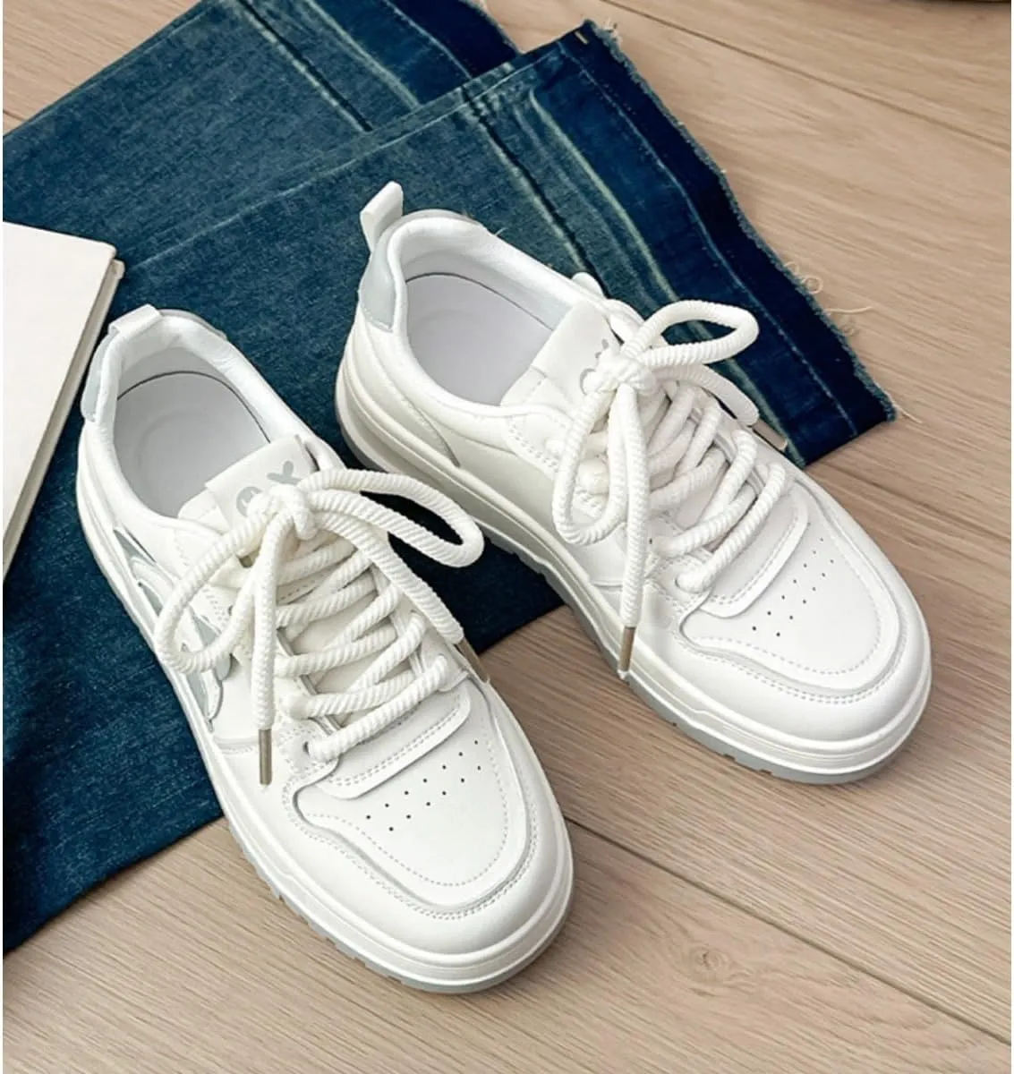 Cute Panda Sneakers for Women - White Platform Athletic Shoes with Animal Design, Casual Fashion Comfortable Walking Shoes