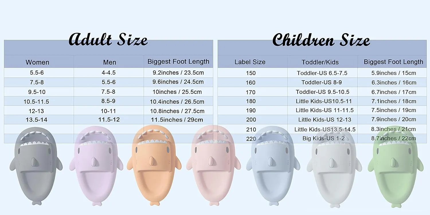 Cysincos Cloud Slides for Women Men, Shark Pillow Slides for Women, House Slippers Shower Shoes Indoor Outdoor Open Toe Sandals, Comfort Lightweight, Thick Sole Non-Slip, Easy to Clean