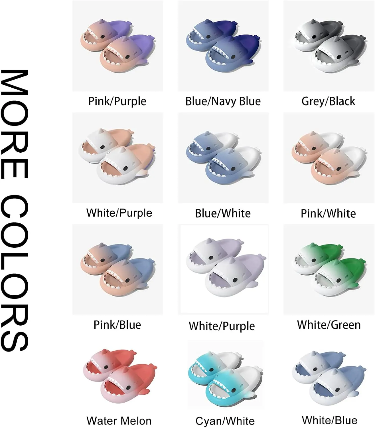 Cysincos Cloud Slides for Women Men, Shark Pillow Slides for Women, House Slippers Shower Shoes Indoor Outdoor Open Toe Sandals, Comfort Lightweight, Thick Sole Non-Slip, Easy to Clean