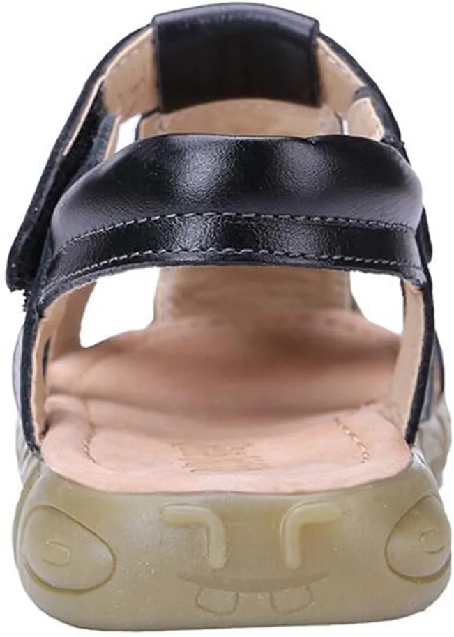 DADAWEN Boy's Girl's Leather Closed Toe Outdoor Sport Sandals (Toddler/Little Kid/Big Kid)