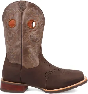 Dan Post Boots Mens Barnaby Embroidered Cut-Outs Square Toe Pull On Casual Boots Mid Calf - Brown
