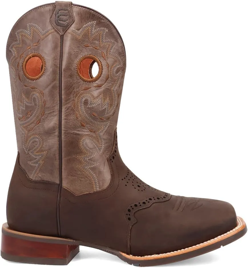 Dan Post Boots Mens Barnaby Embroidered Cut-Outs Square Toe Pull On Casual Boots Mid Calf - Brown