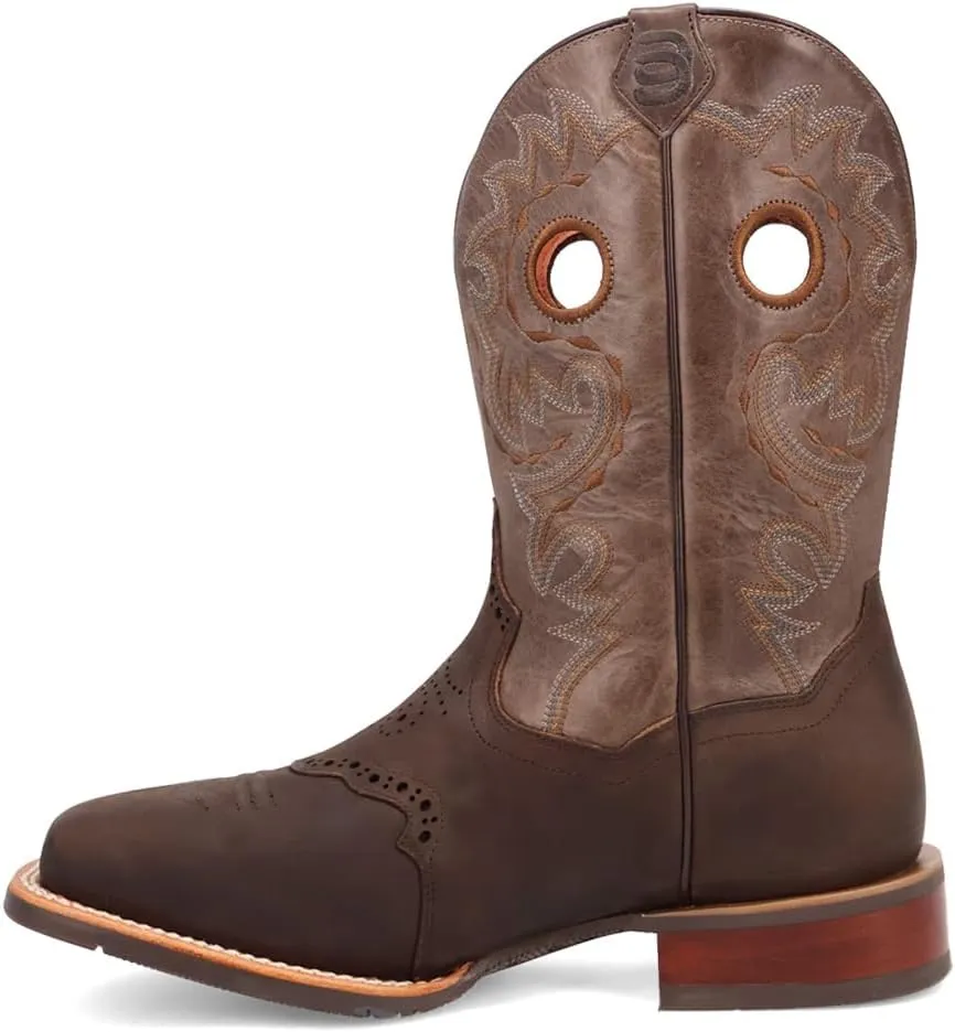 Dan Post Boots Mens Barnaby Embroidered Cut-Outs Square Toe Pull On Casual Boots Mid Calf - Brown