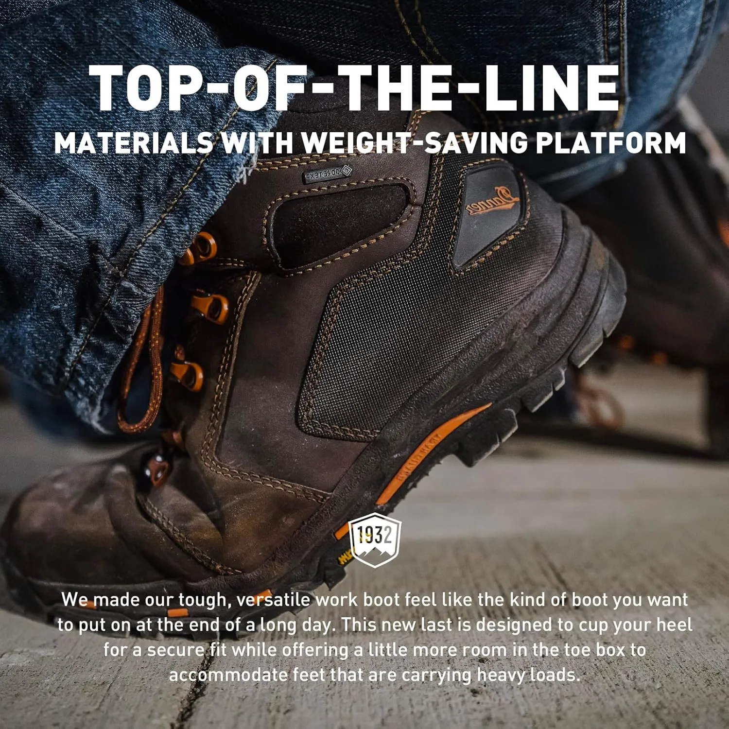 Danner Vicious 4.5” Composite Toe Work Boots for Men - Full-Grain Leather with Breathable Gore-Tex Lining, Speed Lace System & Non Slip Heel Outsole
