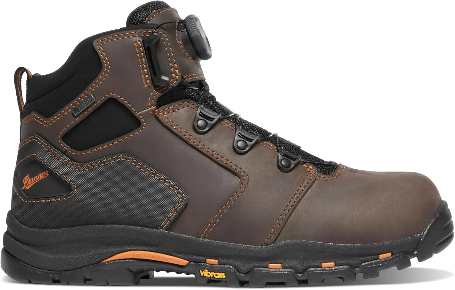 Danner Vicious 4.5” Composite Toe Work Boots for Men - Full-Grain Leather with Breathable Gore-Tex Lining, Speed Lace System & Non Slip Heel Outsole