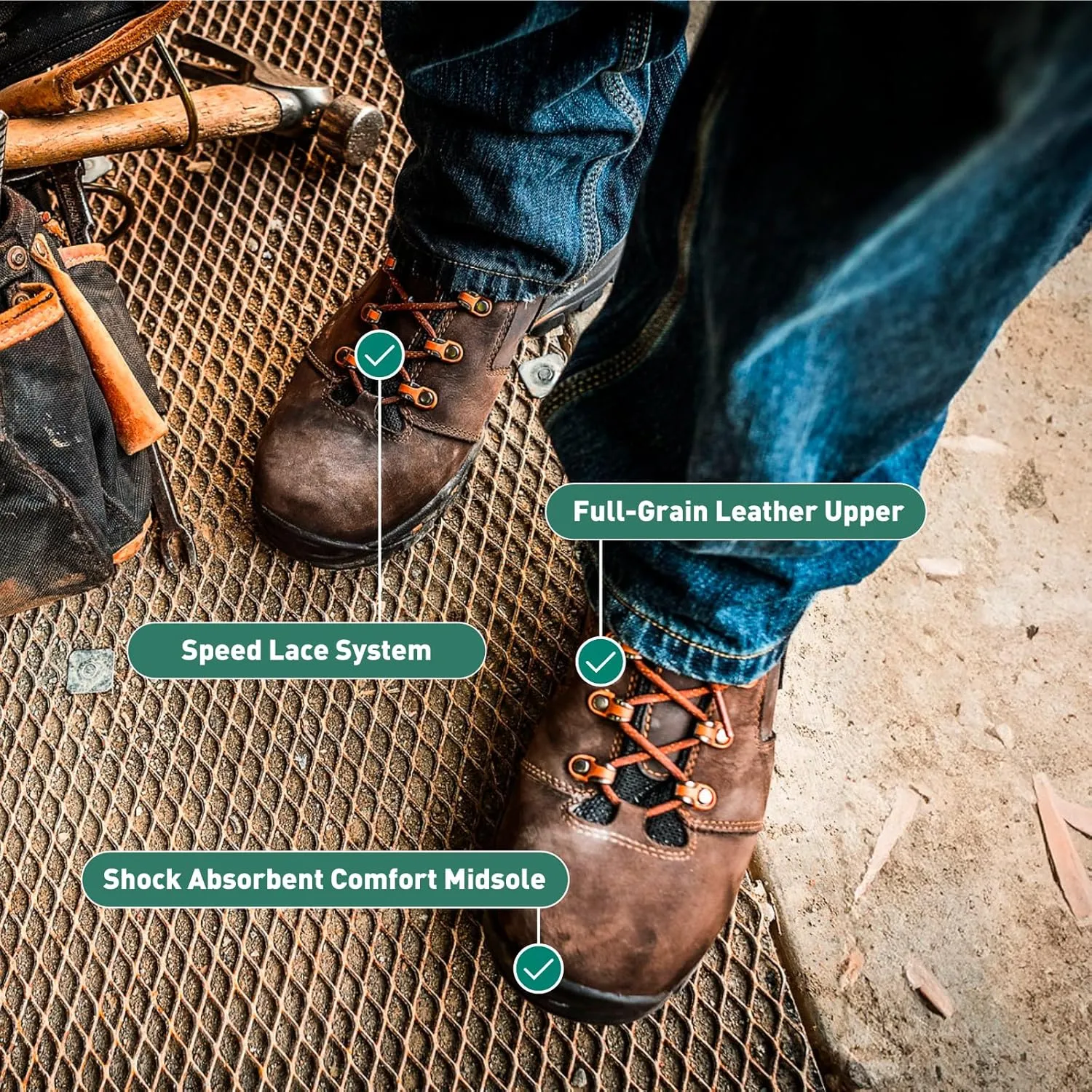 Danner Vicious 4.5” Waterproof Work Boots for Men - Full-Grain Leather with Breathable Gore-Tex Lining, Speed Lace System, and Non Slip Heeled Outsole