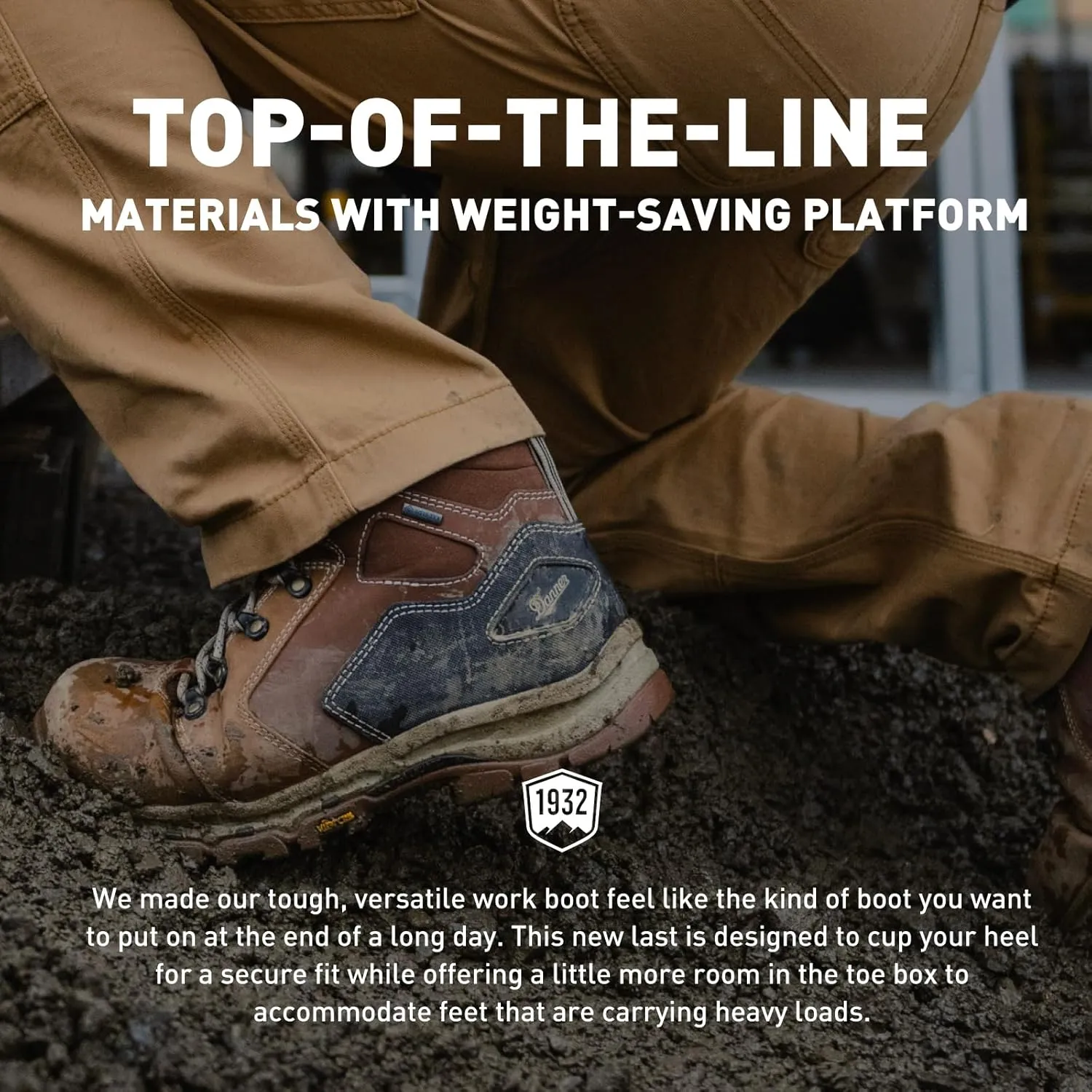 Danner Vicious 4.5” Waterproof Work Boots for Men - Full-Grain Leather with Breathable Gore-Tex Lining, Speed Lace System, and Non Slip Heeled Outsole