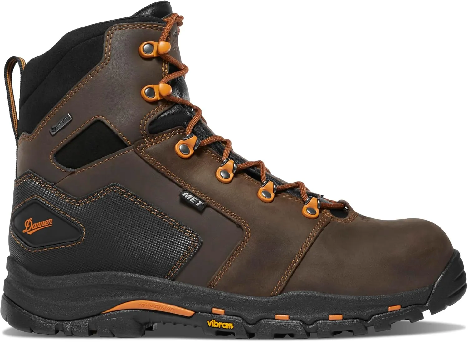 Danner Vicious 6” Composite Toe Work Boots for Men - Waterproof Leather with Breathable Gore-Tex Lining, Speed Lace System & Non Slip Heeled Outsole