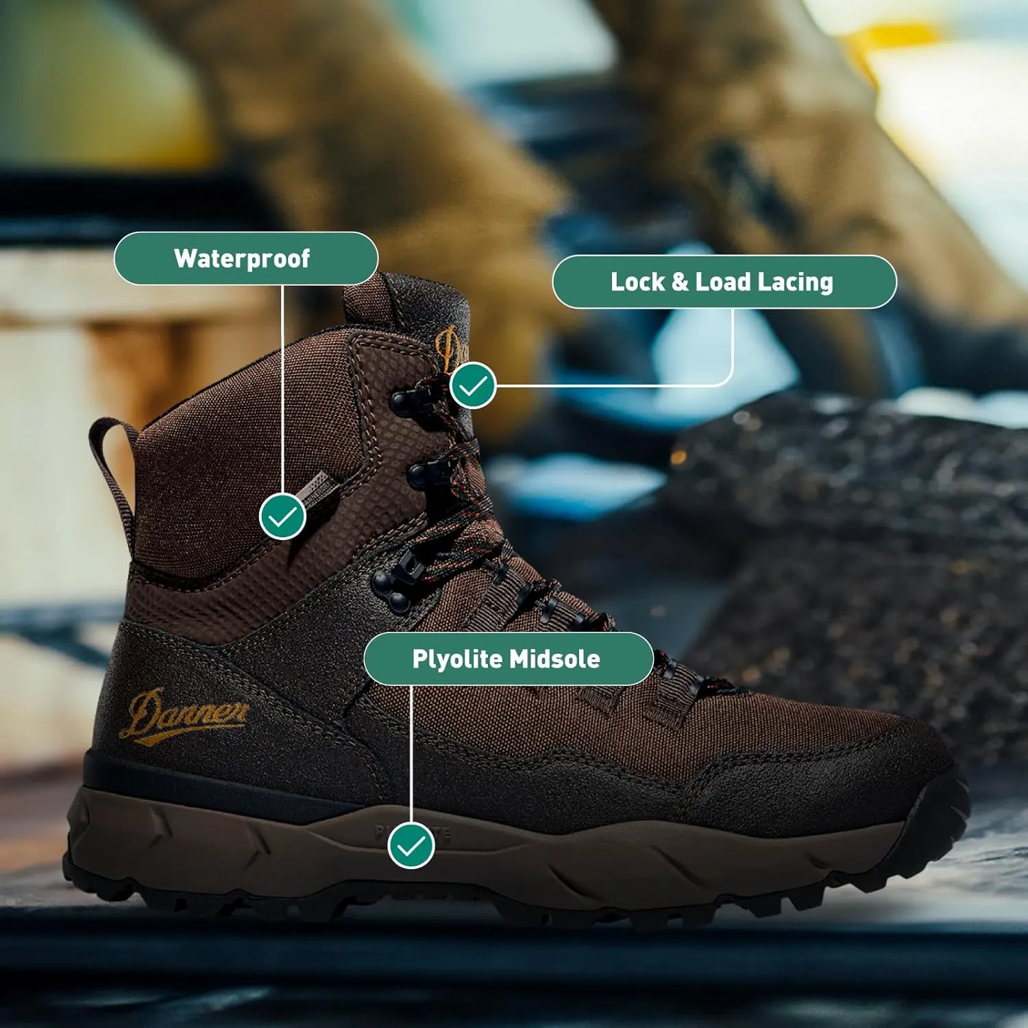 Danner Vital Trail 5” Hiking Boots for Men - Waterproof, Abrasion-Resistant Leather and Textile, with Shock-Absorbing Midsole and Traction Outsole