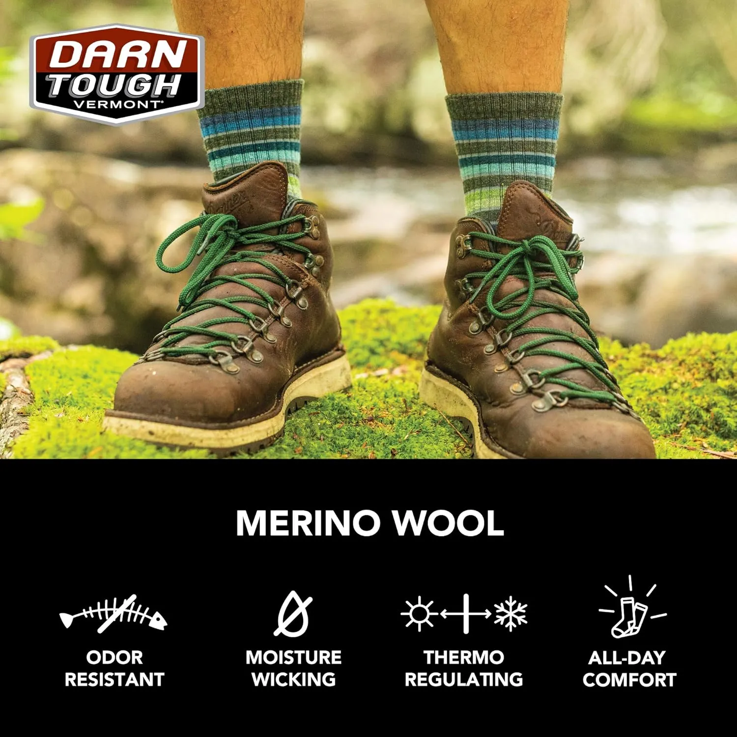 Darn Tough Men's Heady Stripe Micro Crew Light Cushion Sock (Style 1924) -