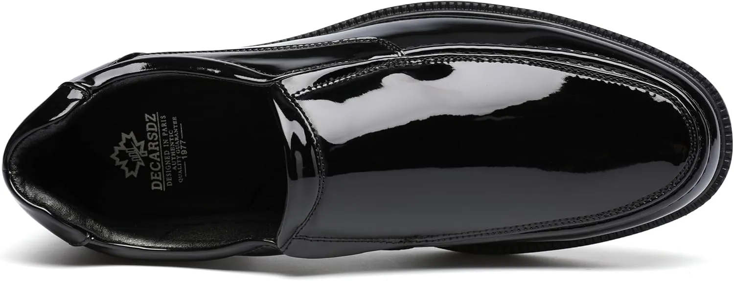 DECARSDZ Mens Faux Patent Leather Tuxedo Classic Formal Loafers Dress Shoes