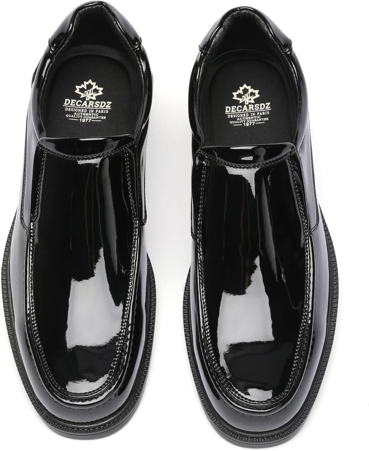 DECARSDZ Mens Faux Patent Leather Tuxedo Classic Formal Loafers Dress Shoes