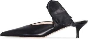 Divanne Heeled Mules, Satin Kitten Heels Bow Mule Slides Pointed Toe Slingback Pumps Backless Dress Sandals
