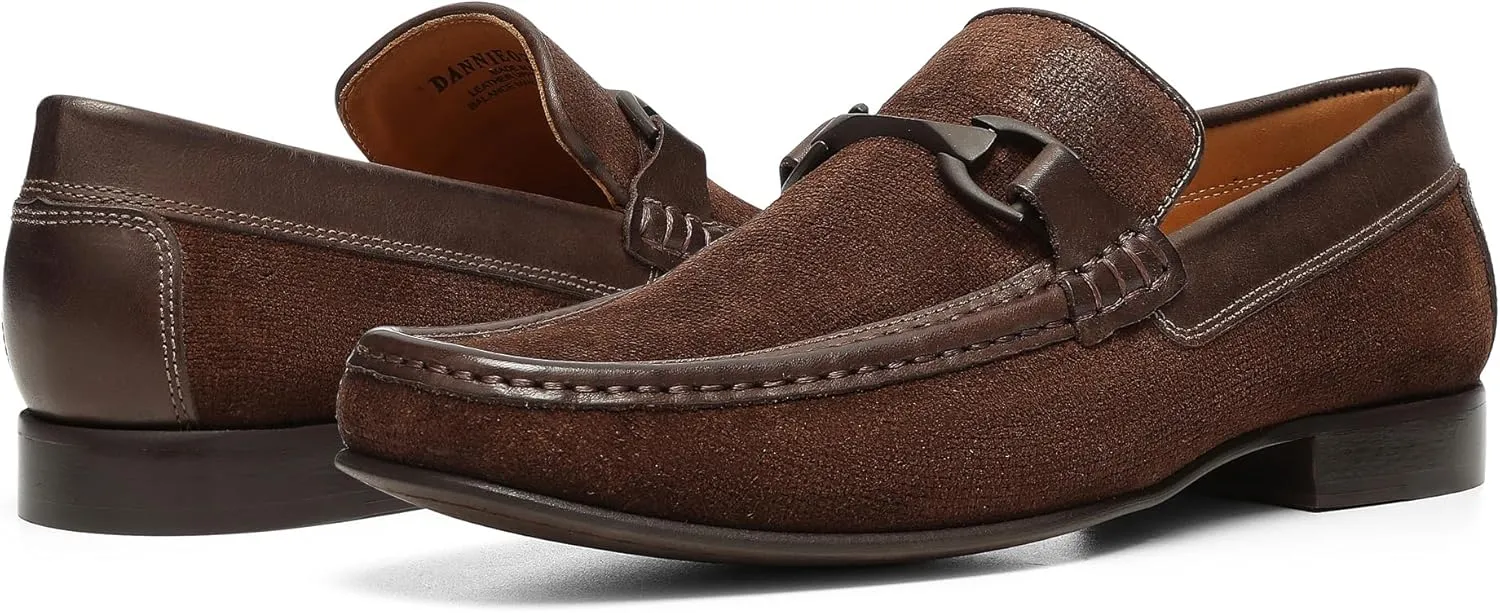 Donald Pliner Dannie Slip-On Leather Loafer - Stacked Heel – Classic Dress Loafers for Men, Memory Foam Insole, Men’s Driving Shoes, Leather Shoes for Men