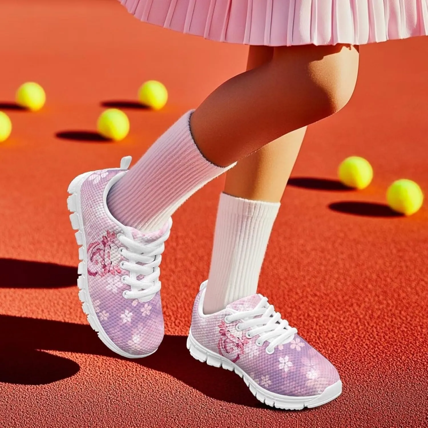 Doojoayie School Tennis Shoes for Girls Running Shoes Animal Pattern Casual Sneakers