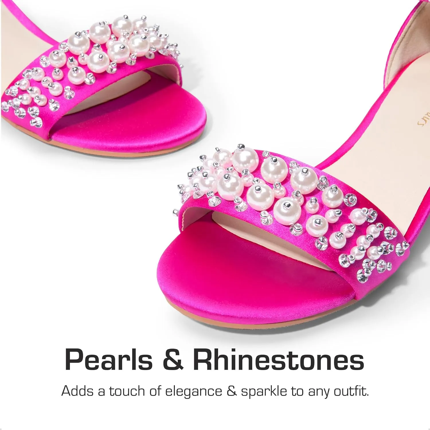 DREAM PAIRS Girls Sandals Low Heel Pump Ankle Strap Pearl Dress Flower Wedding Party Shoes for Little Kid/Big Kid