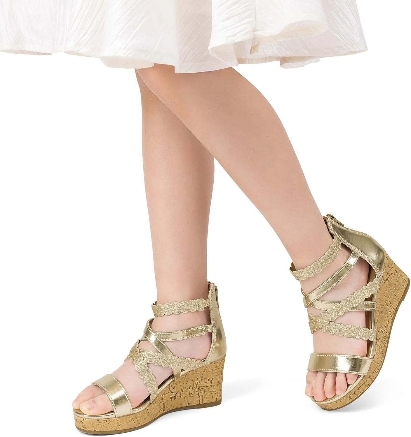 DREAM PAIRS Girls Wedge Sandals Flatform Open Toe Platform Sandals Espadrille Flower Wedding Party for Little Kid/Big Kid