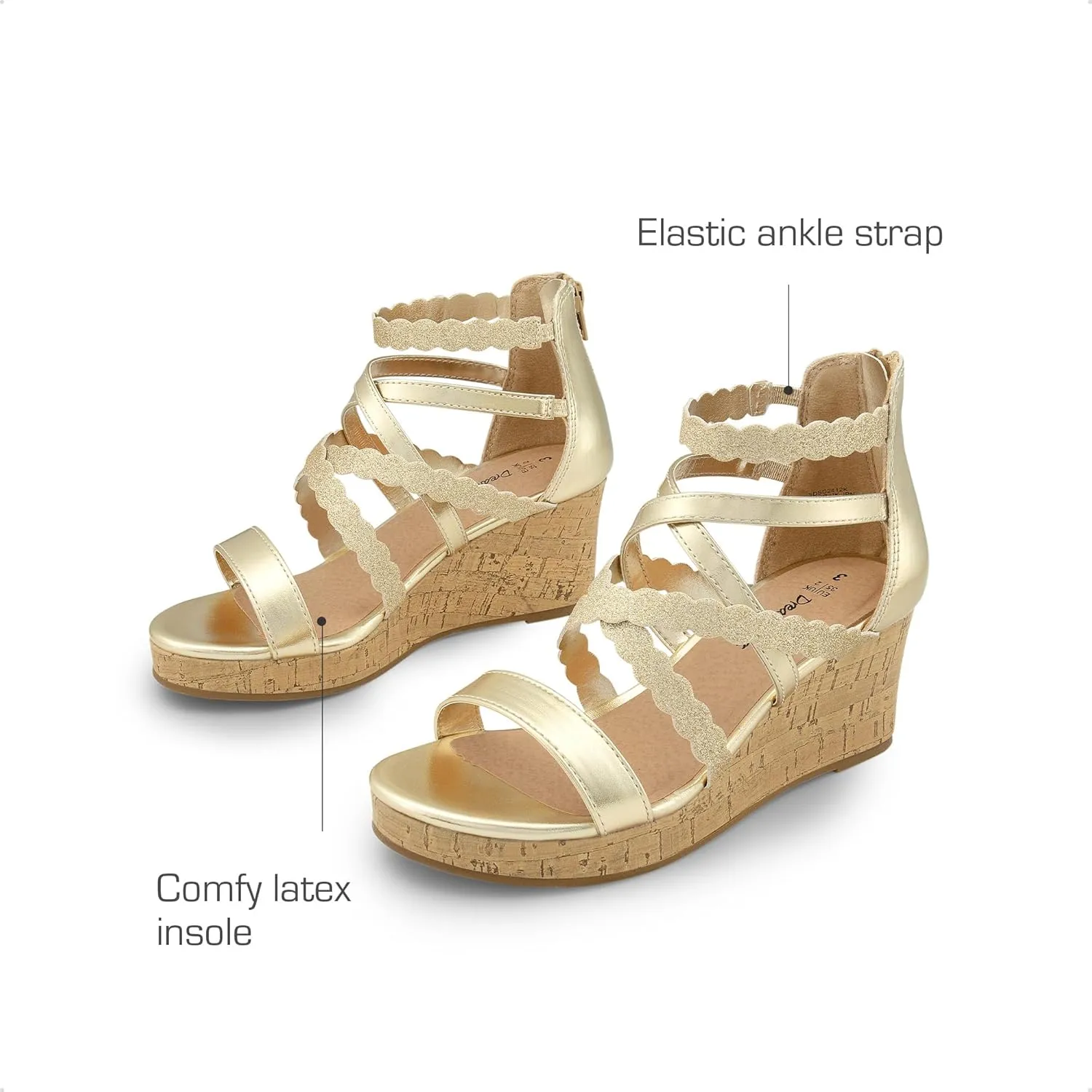 DREAM PAIRS Girls Wedge Sandals Flatform Open Toe Platform Sandals Espadrille Flower Wedding Party for Little Kid/Big Kid