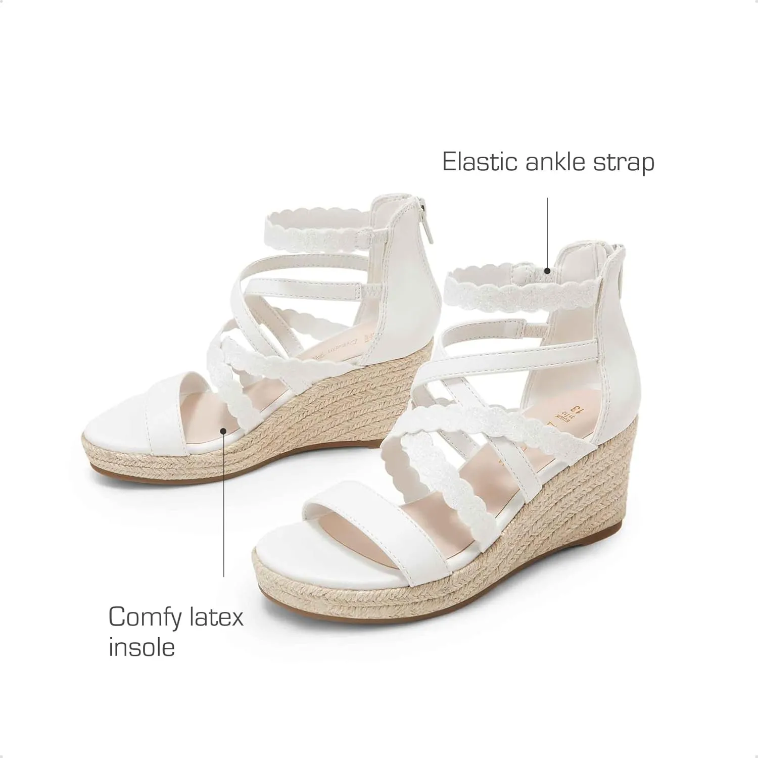 DREAM PAIRS Girls Wedge Sandals Flatform Open Toe Platform Sandals Espadrille Flower Wedding Party for Little Kid/Big Kid