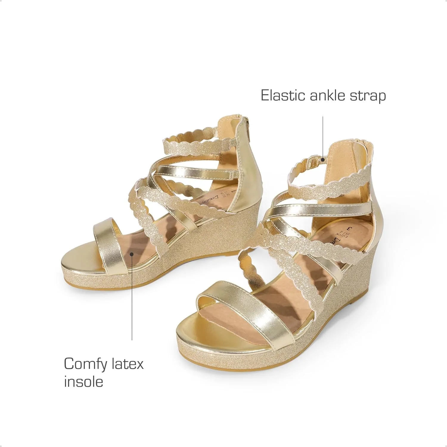 DREAM PAIRS Girls Wedge Sandals Flatform Open Toe Platform Sandals Espadrille Flower Wedding Party for Little Kid/Big Kid