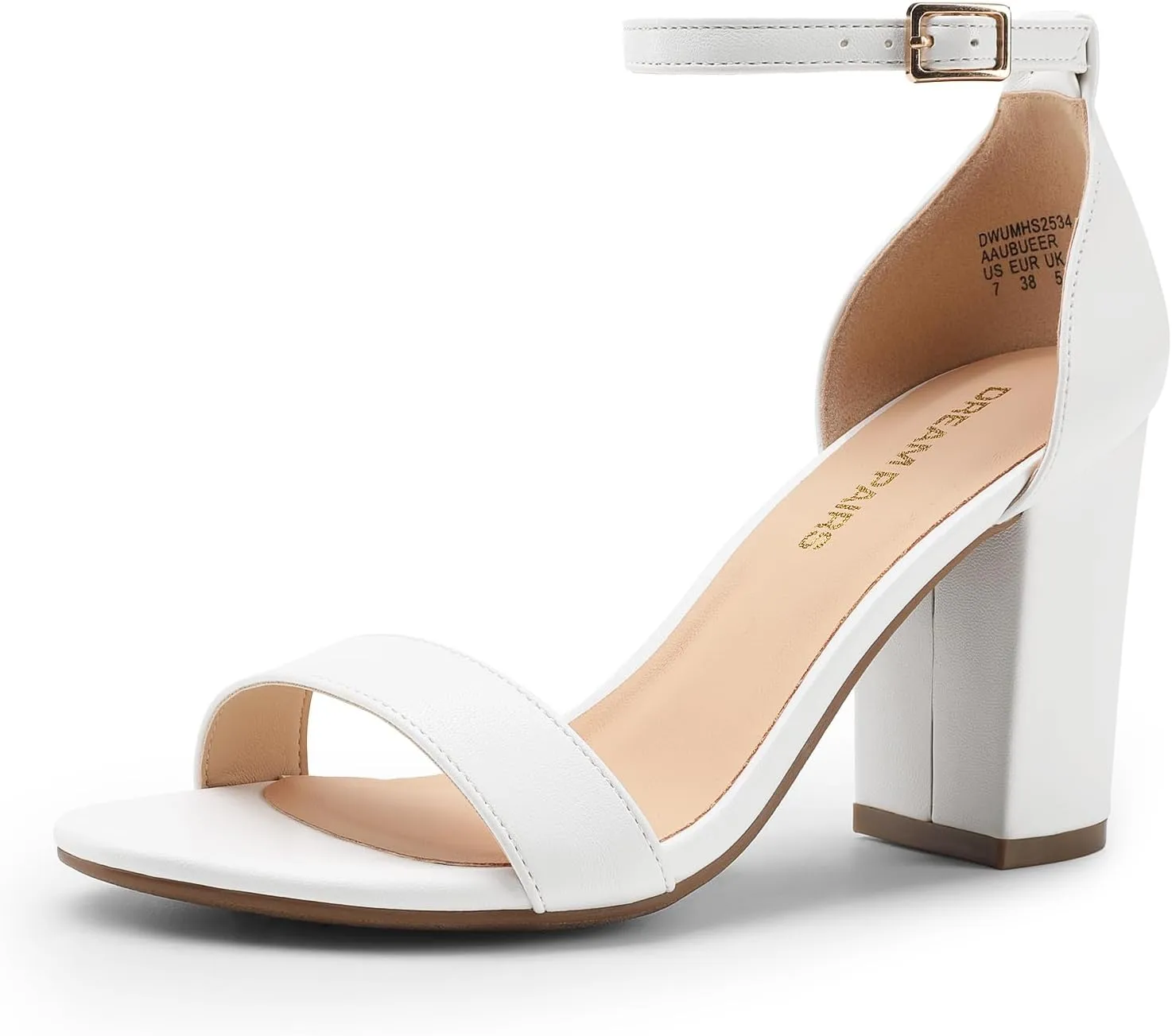 DREAM PAIRS Heels for Women Chunky Block Heel Open Toe Ankle Strap 3.5 Inch Heeled Sandals for Party Date Wedding