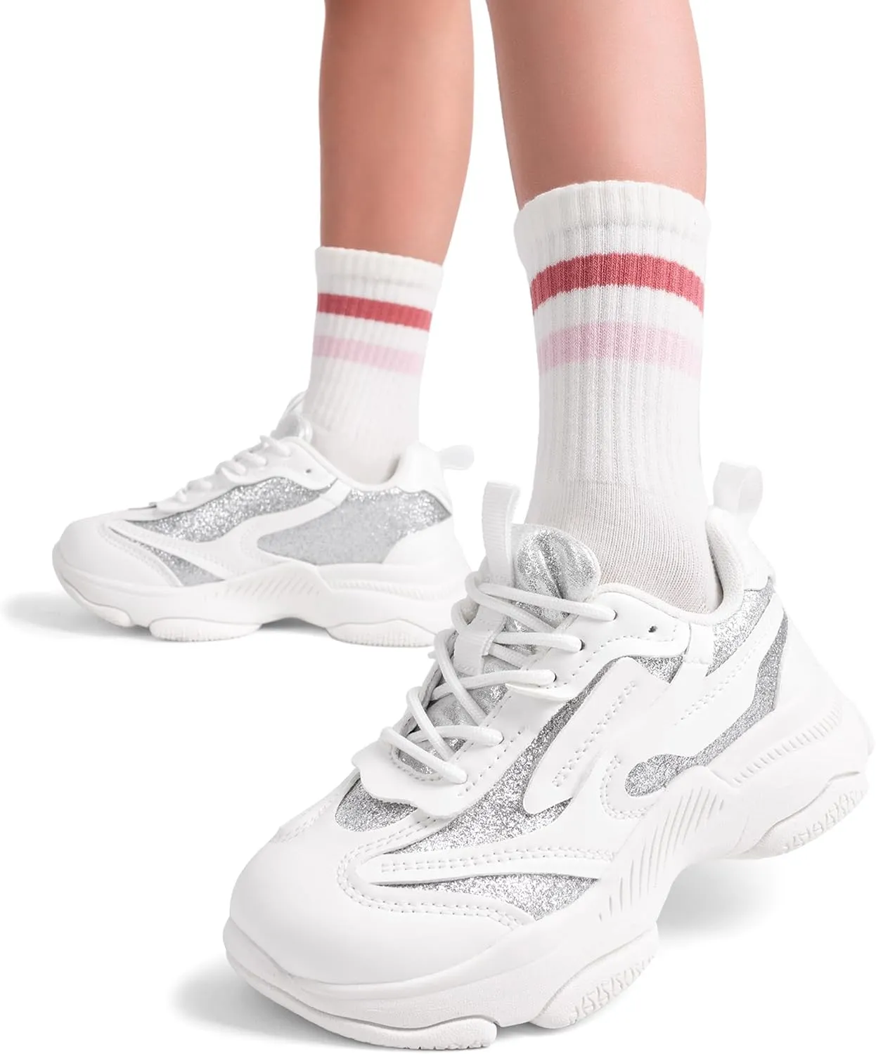 DREAM PAIRS Kids Girls Sneakers Jelly Sole Lace up Shoes Lightweight Walking Shoes for Girls Boys