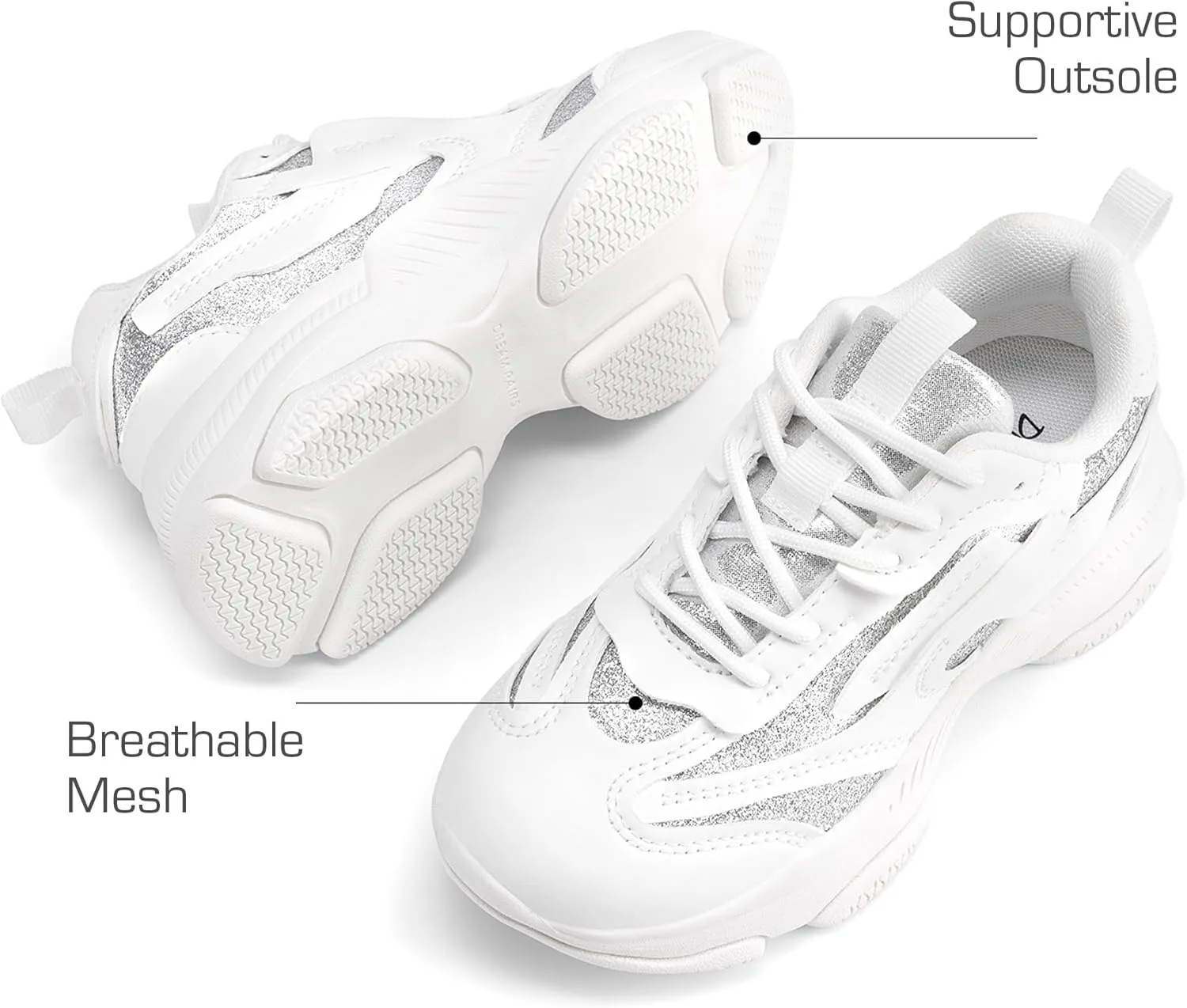 DREAM PAIRS Kids Girls Sneakers Jelly Sole Lace up Shoes Lightweight Walking Shoes for Girls Boys