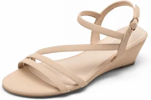 DREAM PAIRS Strappy Wrapped Dressy Wedge Sandals, Comfortable Ankle Strap Open Toe Evening Dress Wedding Dance Summer Shoes