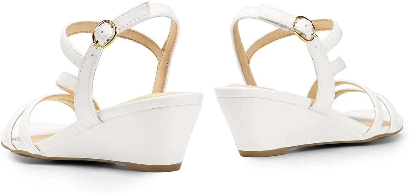 DREAM PAIRS Strappy Wrapped Dressy Wedge Sandals, Comfortable Ankle Strap Open Toe Evening Dress Wedding Dance Summer Shoes