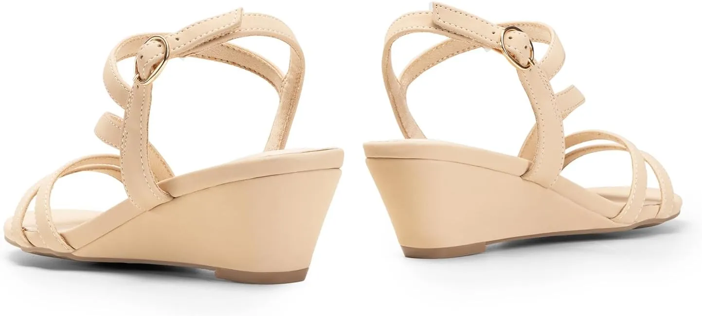 DREAM PAIRS Strappy Wrapped Dressy Wedge Sandals, Comfortable Ankle Strap Open Toe Evening Dress Wedding Dance Summer Shoes