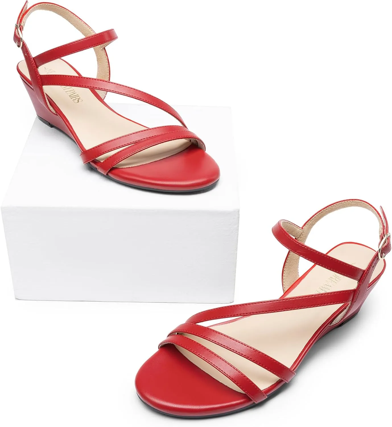 DREAM PAIRS Strappy Wrapped Dressy Wedge Sandals, Comfortable Ankle Strap Open Toe Evening Dress Wedding Dance Summer Shoes