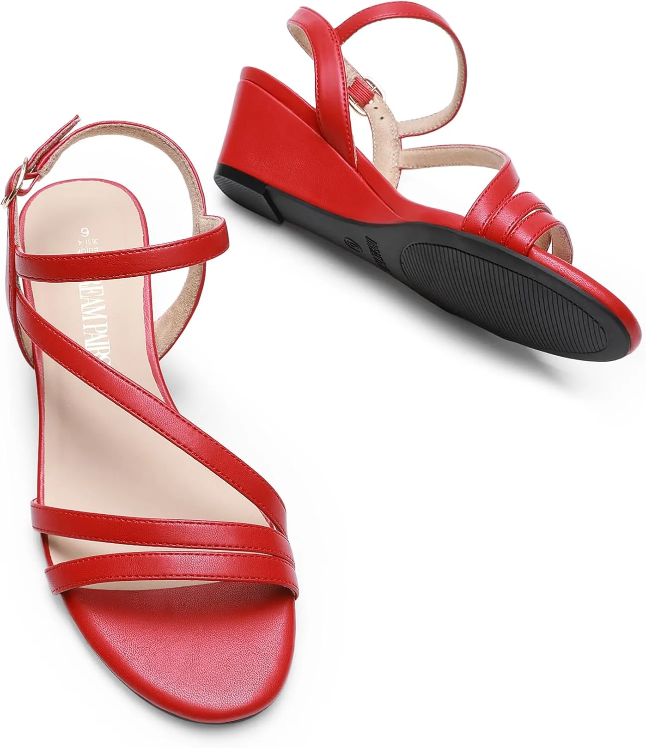 DREAM PAIRS Strappy Wrapped Dressy Wedge Sandals, Comfortable Ankle Strap Open Toe Evening Dress Wedding Dance Summer Shoes