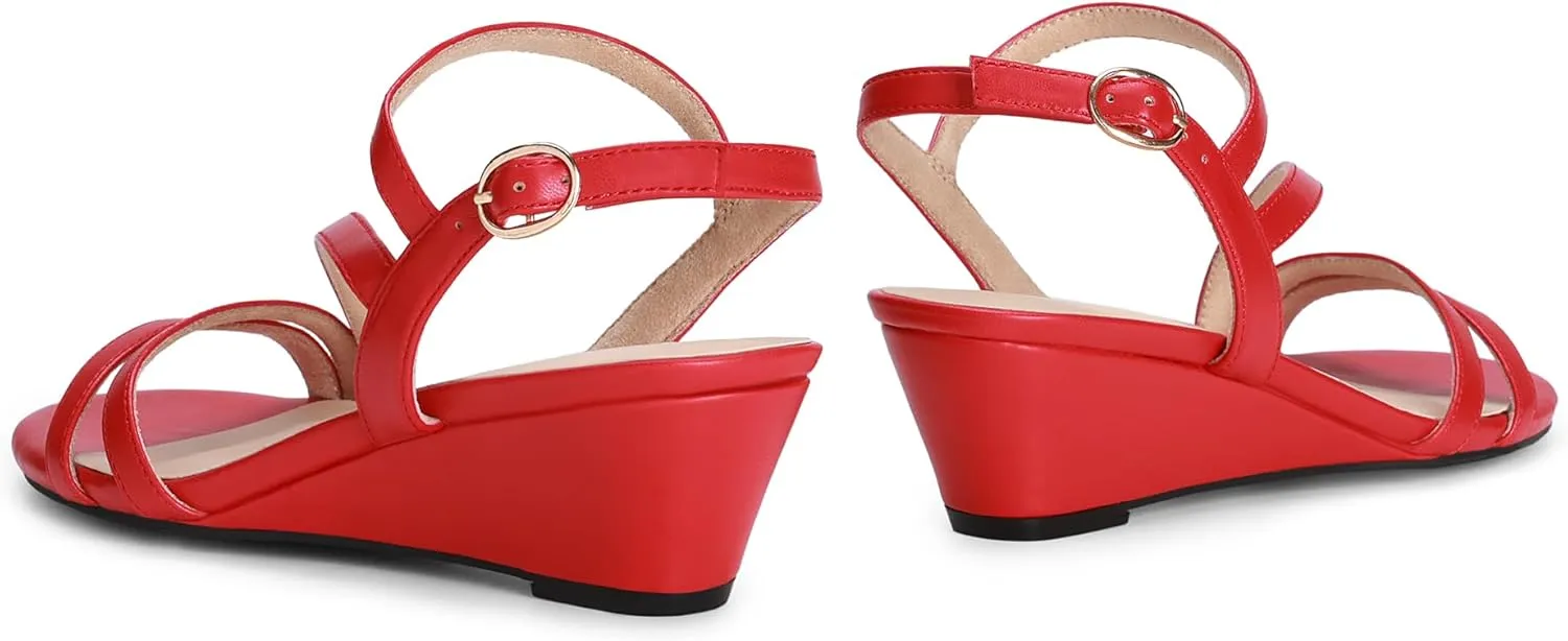 DREAM PAIRS Strappy Wrapped Dressy Wedge Sandals, Comfortable Ankle Strap Open Toe Evening Dress Wedding Dance Summer Shoes