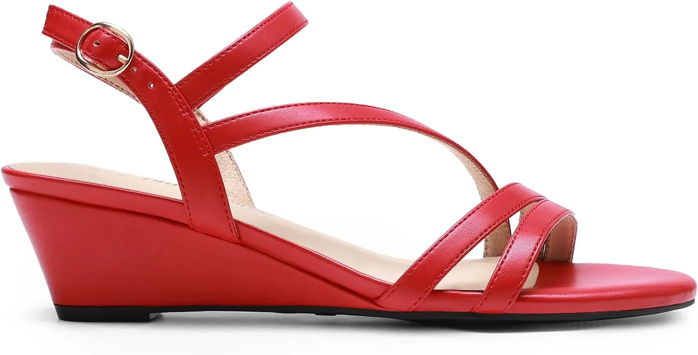 DREAM PAIRS Strappy Wrapped Dressy Wedge Sandals, Comfortable Ankle Strap Open Toe Evening Dress Wedding Dance Summer Shoes