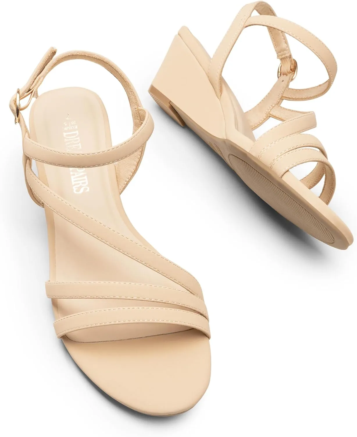 DREAM PAIRS Strappy Wrapped Dressy Wedge Sandals, Comfortable Ankle Strap Open Toe Evening Dress Wedding Dance Summer Shoes