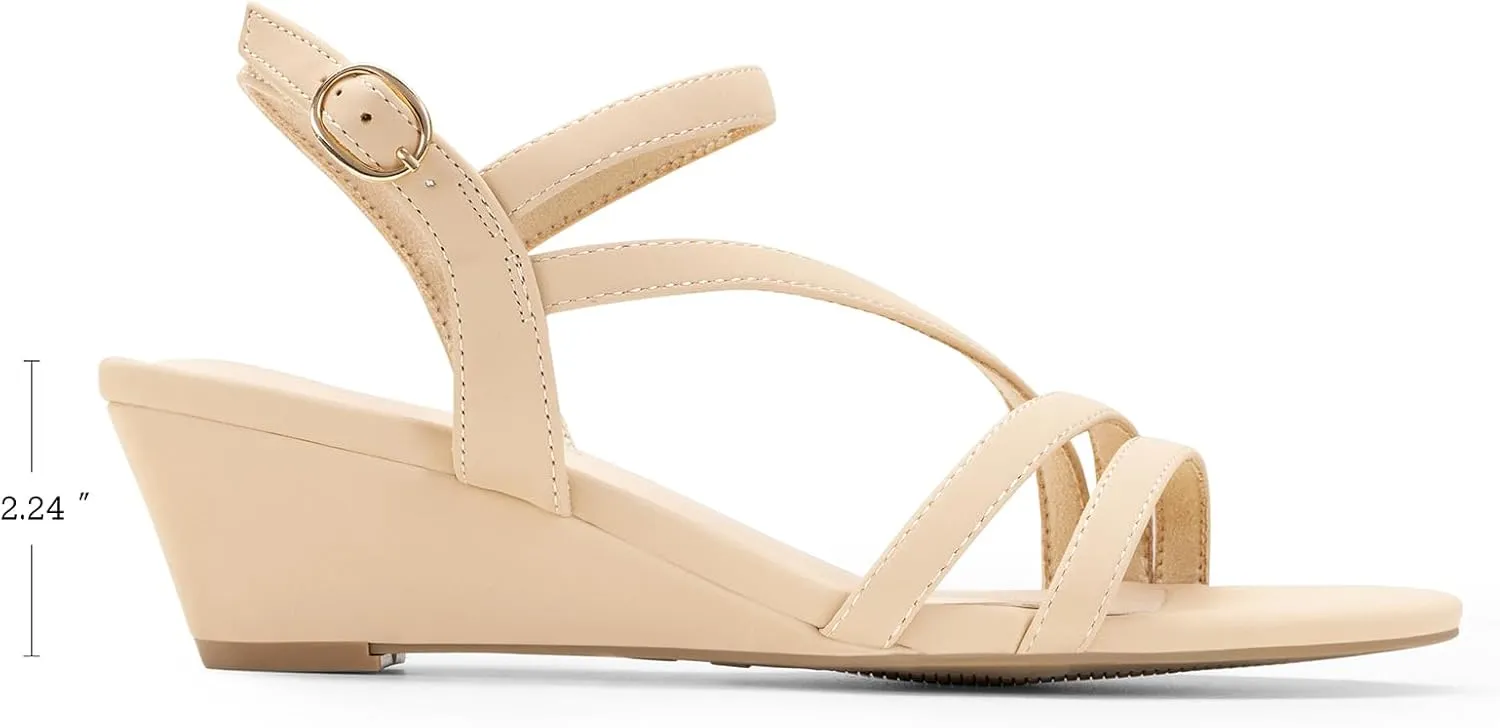 DREAM PAIRS Strappy Wrapped Dressy Wedge Sandals, Comfortable Ankle Strap Open Toe Evening Dress Wedding Dance Summer Shoes