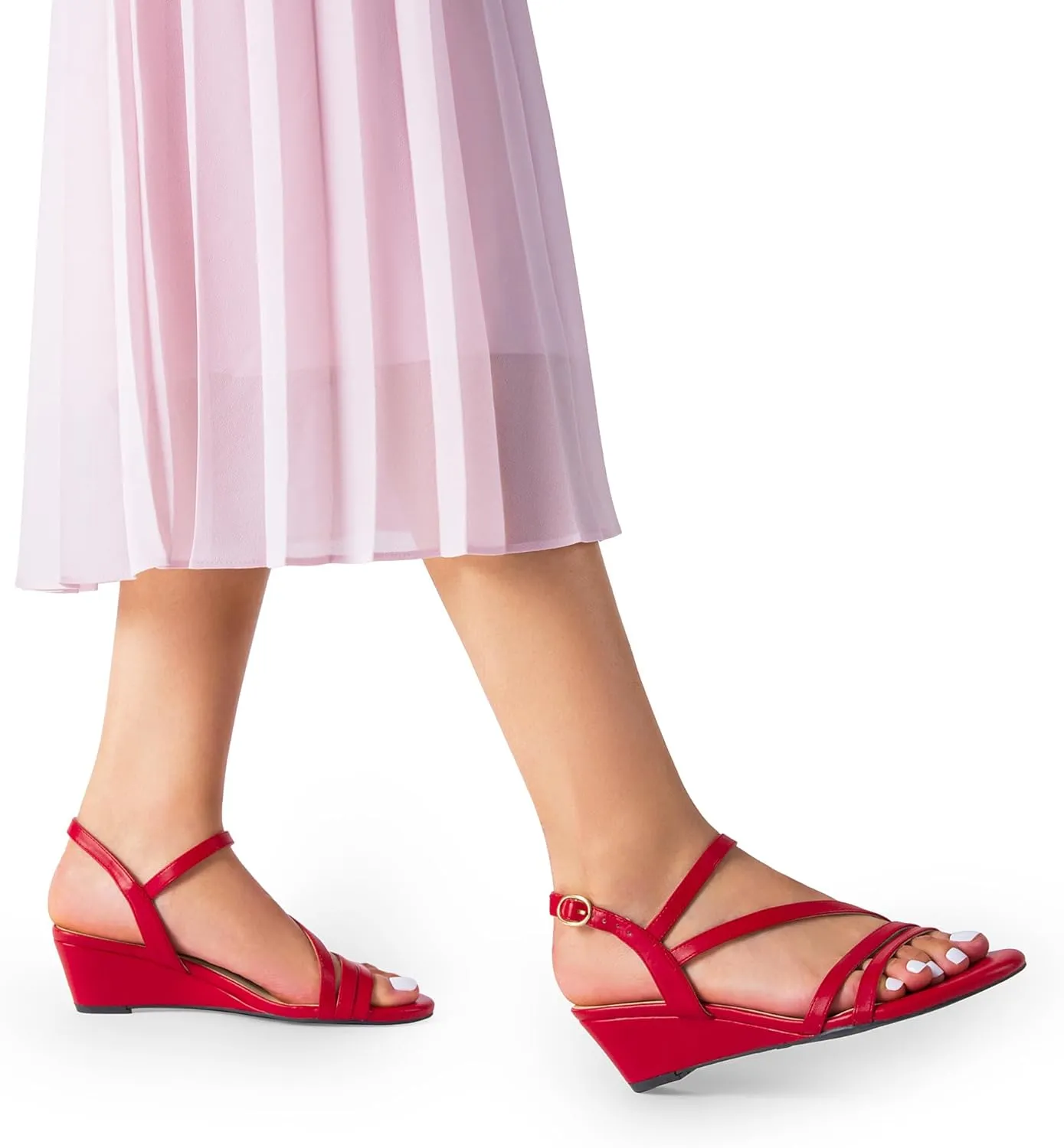 DREAM PAIRS Strappy Wrapped Dressy Wedge Sandals, Comfortable Ankle Strap Open Toe Evening Dress Wedding Dance Summer Shoes