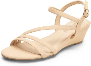 DREAM PAIRS Strappy Wrapped Dressy Wedge Sandals, Comfortable Ankle Strap Open Toe Evening Dress Wedding Dance Summer Shoes