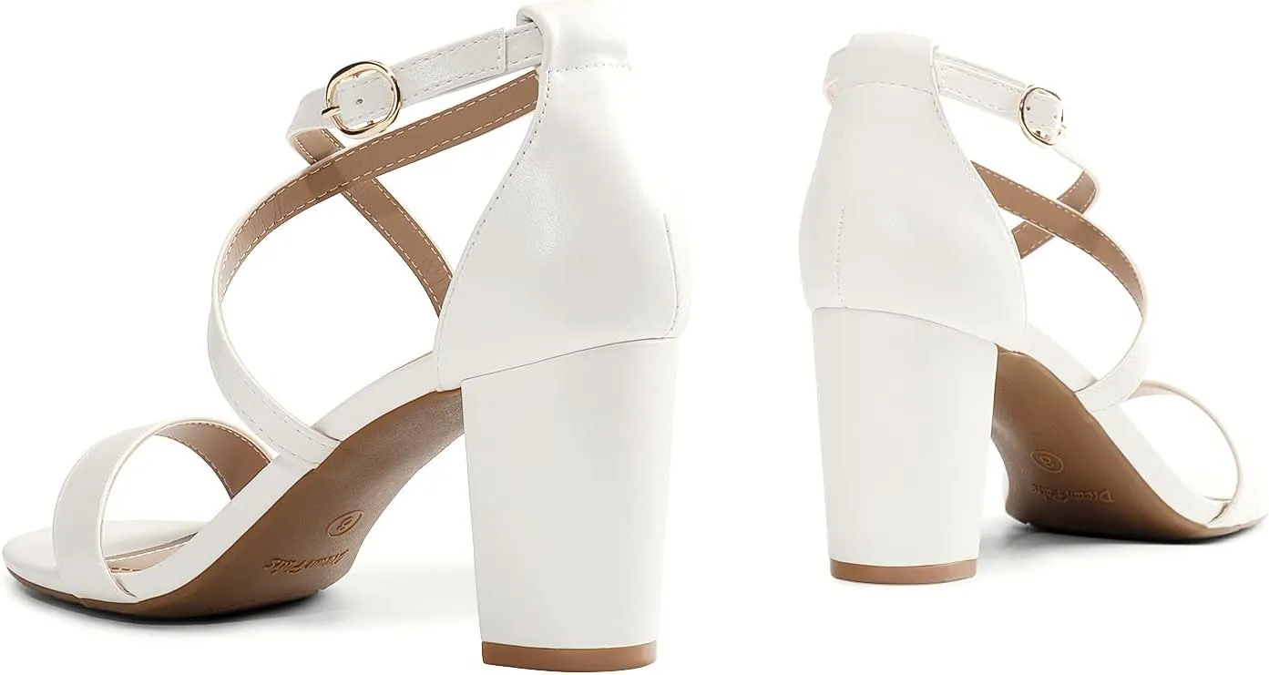 DREAM PAIRS Women’s Ankle Strap Dress Low Chunky Block Open Toe Heel Sandals for Party Wedding
