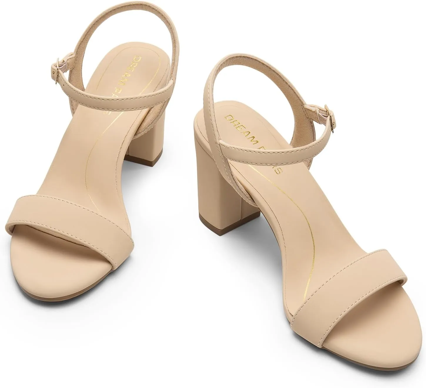 DREAM PAIRS Women's Chunky Heels Block Round Open Toe Ankle Strap Heel Fashion Wedding Party Comfort Dress Sandals Shoes
