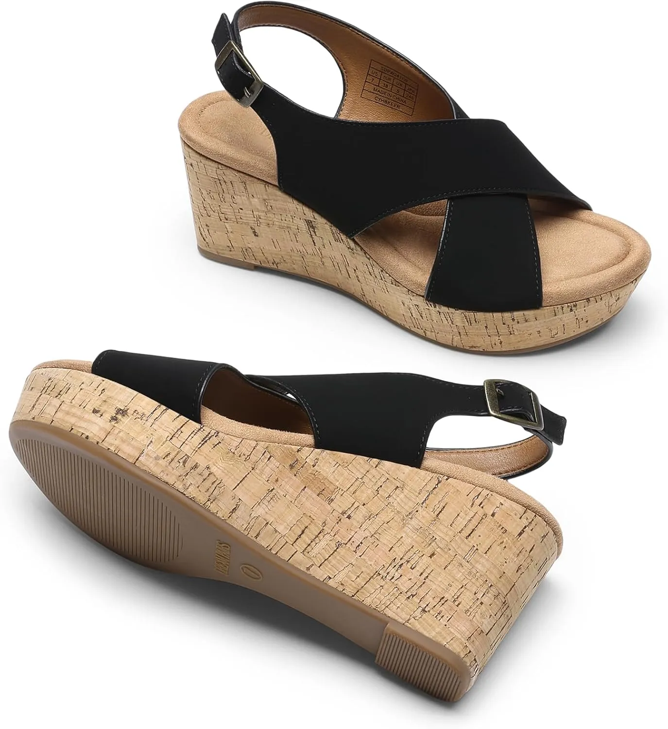 DREAM PAIRS Women's Comfortable Ankle Strap Platform Wedge Sandals for Women Casual Dressy Summer