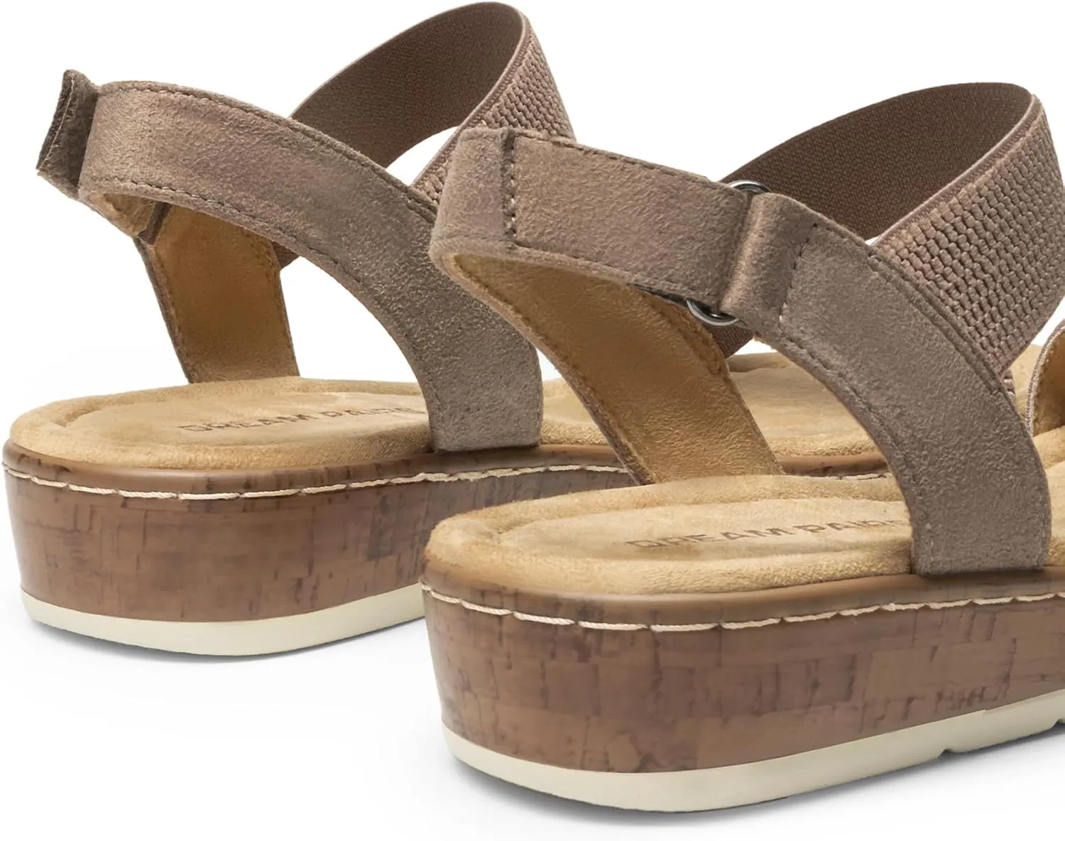 DREAM PAIRS Women's Comfortable Dressy Cork Low Wedge Heels Cute Summer One Band Casual Flat Sandals with Adjustable Ankle Strap