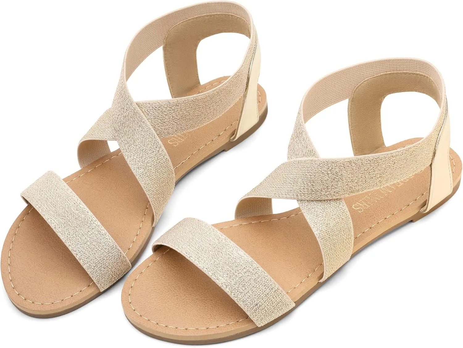 DREAM PAIRS Women's Elastic Ankle Strap Flat Sandals Summer Dressy Shoes Cute Strappy Gladiator Sandals