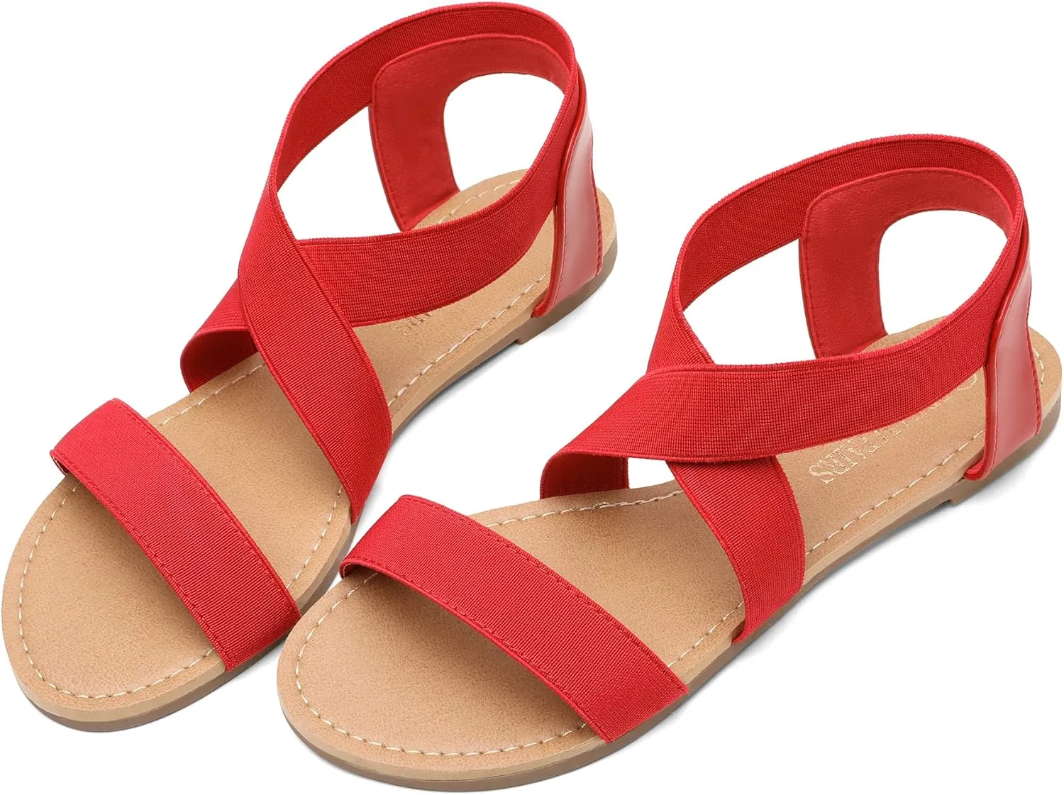 DREAM PAIRS Women's Elastic Ankle Strap Flat Sandals Summer Dressy Shoes Cute Strappy Gladiator Sandals