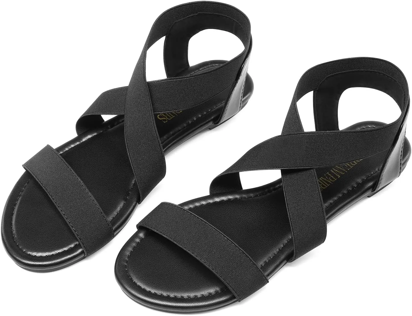 DREAM PAIRS Women's Elastic Ankle Strap Flat Sandals Summer Dressy Shoes Cute Strappy Gladiator Sandals