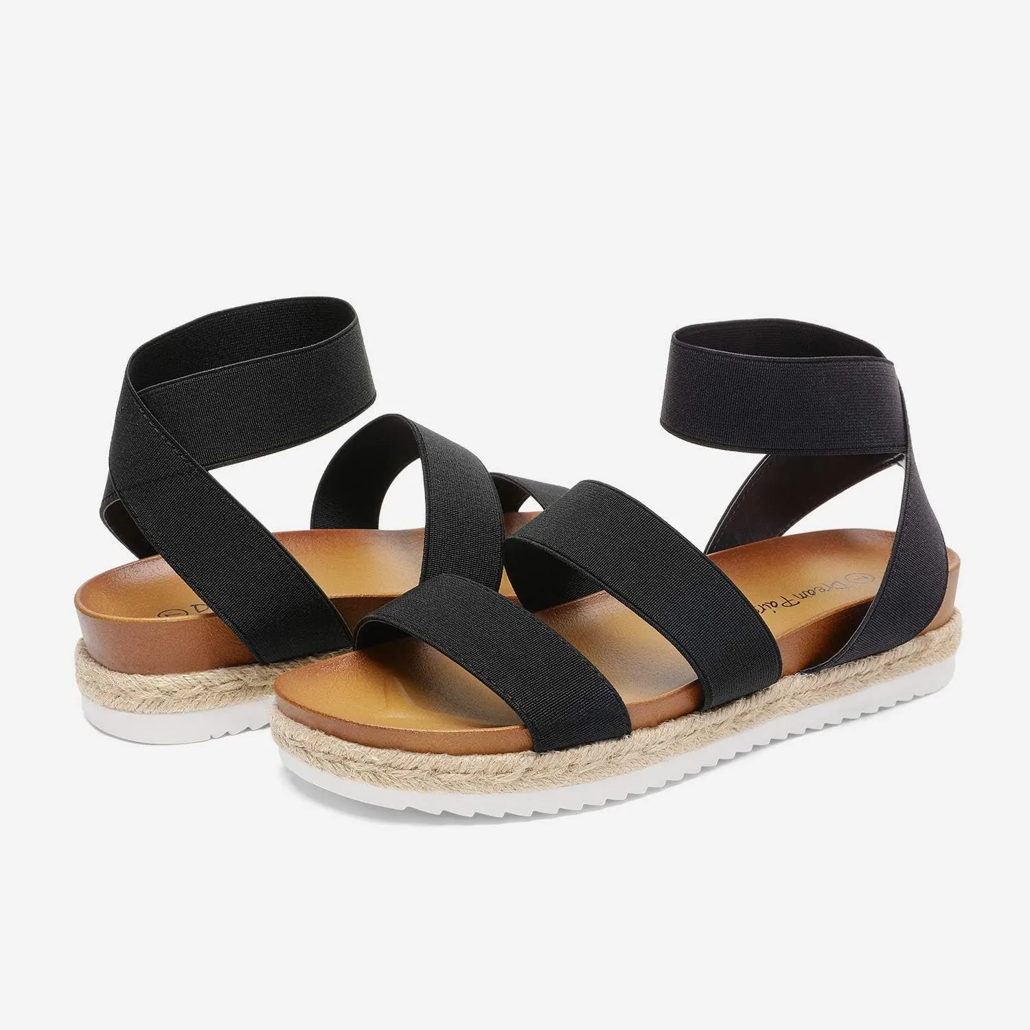 DREAM PAIRS Women’s Open Toe Ankle Strap Espadrille Flatform Platform Wedge Sandals